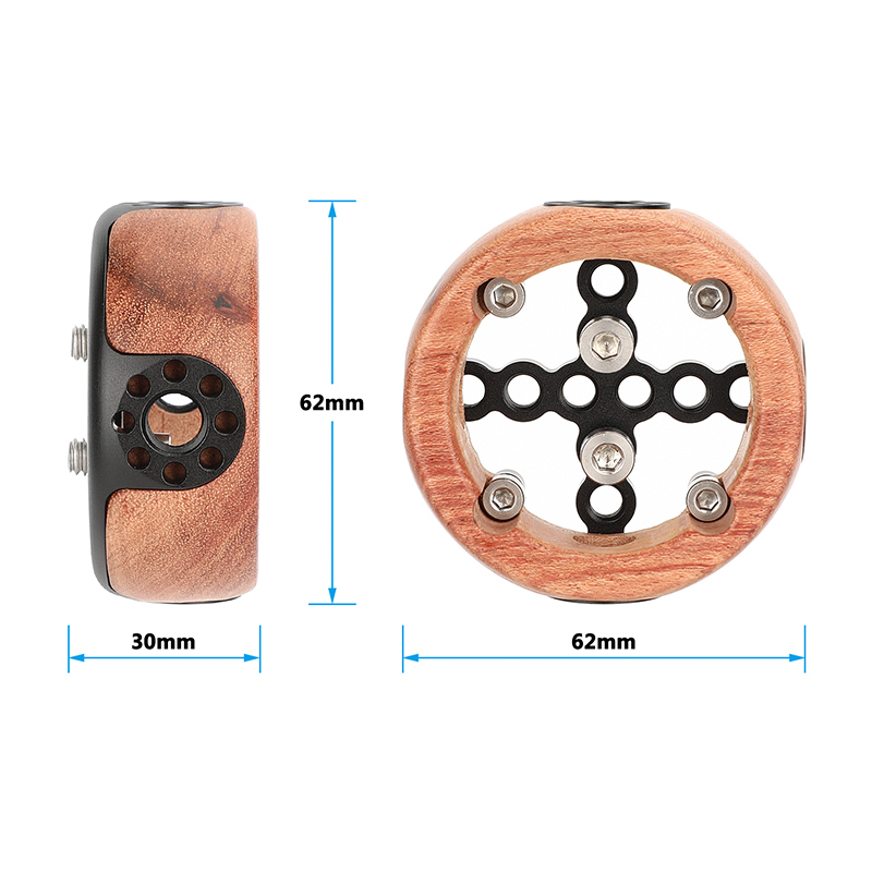 CAMVATE Wooden Handgrip with 3/8"-16 ARRI-Style Accessory Thread and 1/4"-20 Screw Mount (Round)