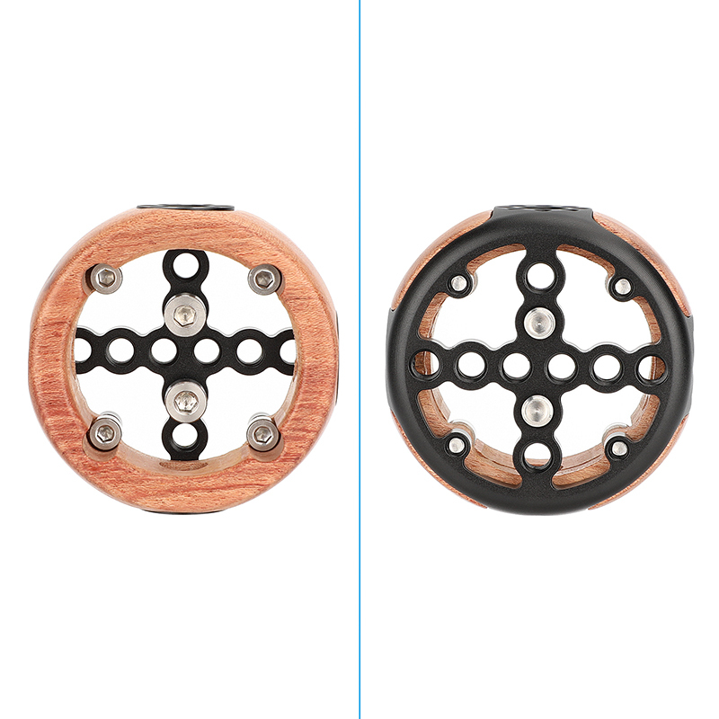 CAMVATE Wooden Handgrip with 3/8"-16 ARRI-Style Accessory Thread and 1/4"-20 Screw Mount (Round)