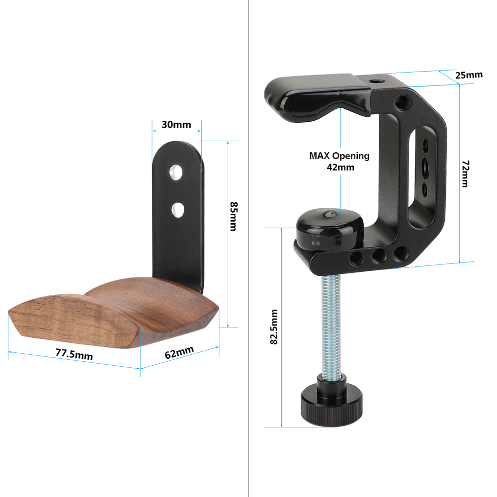 CAMVATE Universal Headphone Headset Stand Hanger (Wooden) With Heavy-duty C Clamp Grip