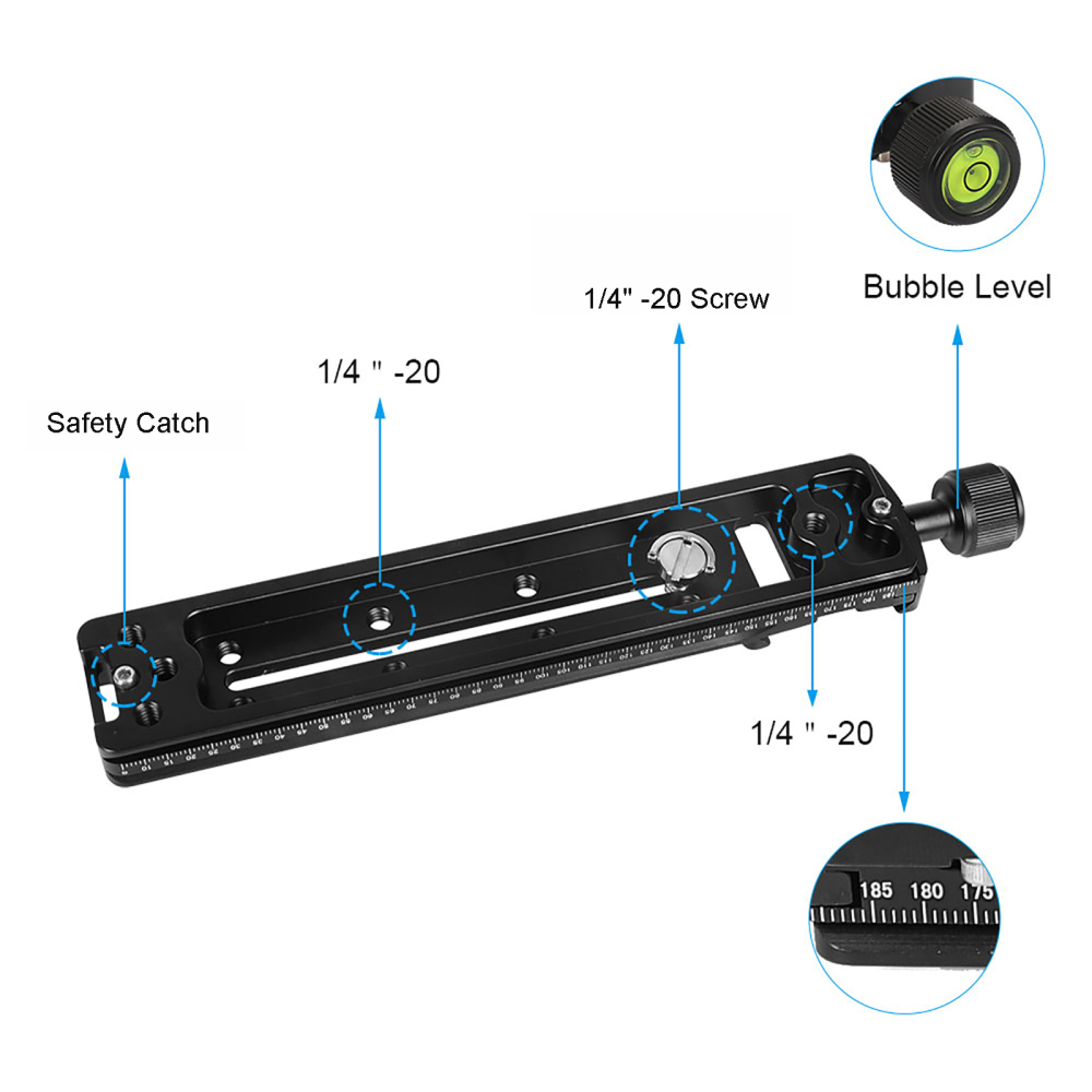 CAMVATE Slide Rail Long Quick Release Plate Clamp Kit 200mm