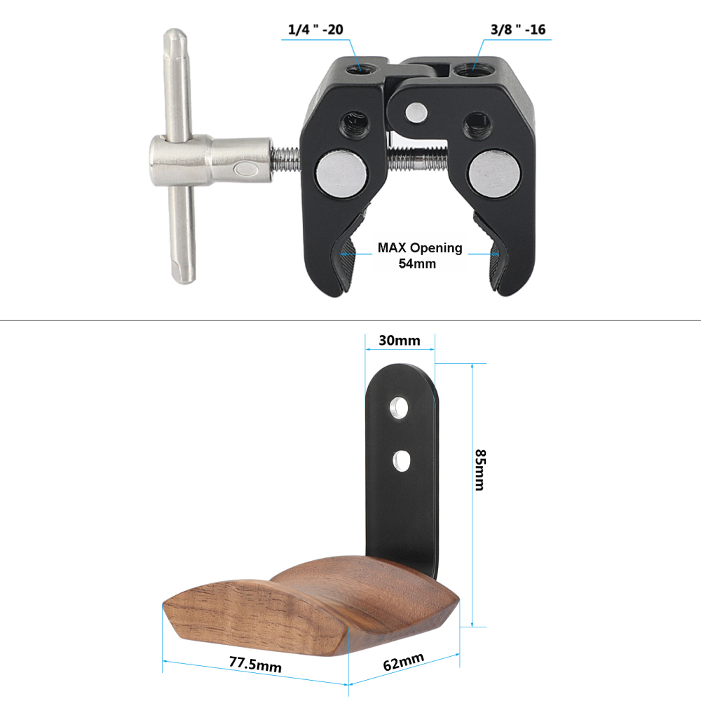 CAMVATE Universal Headphone Headset Stand Hanger (Wooden) With Versatile Super Crab Clamp