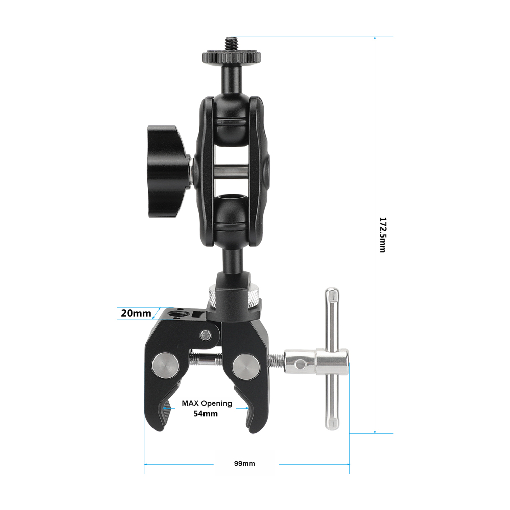 CAMVATE Universal Super Crab Clamp Multi-purpose With Adjustable 1/4"-20 Ball Head Magic Arm Mount For LED Flashlight