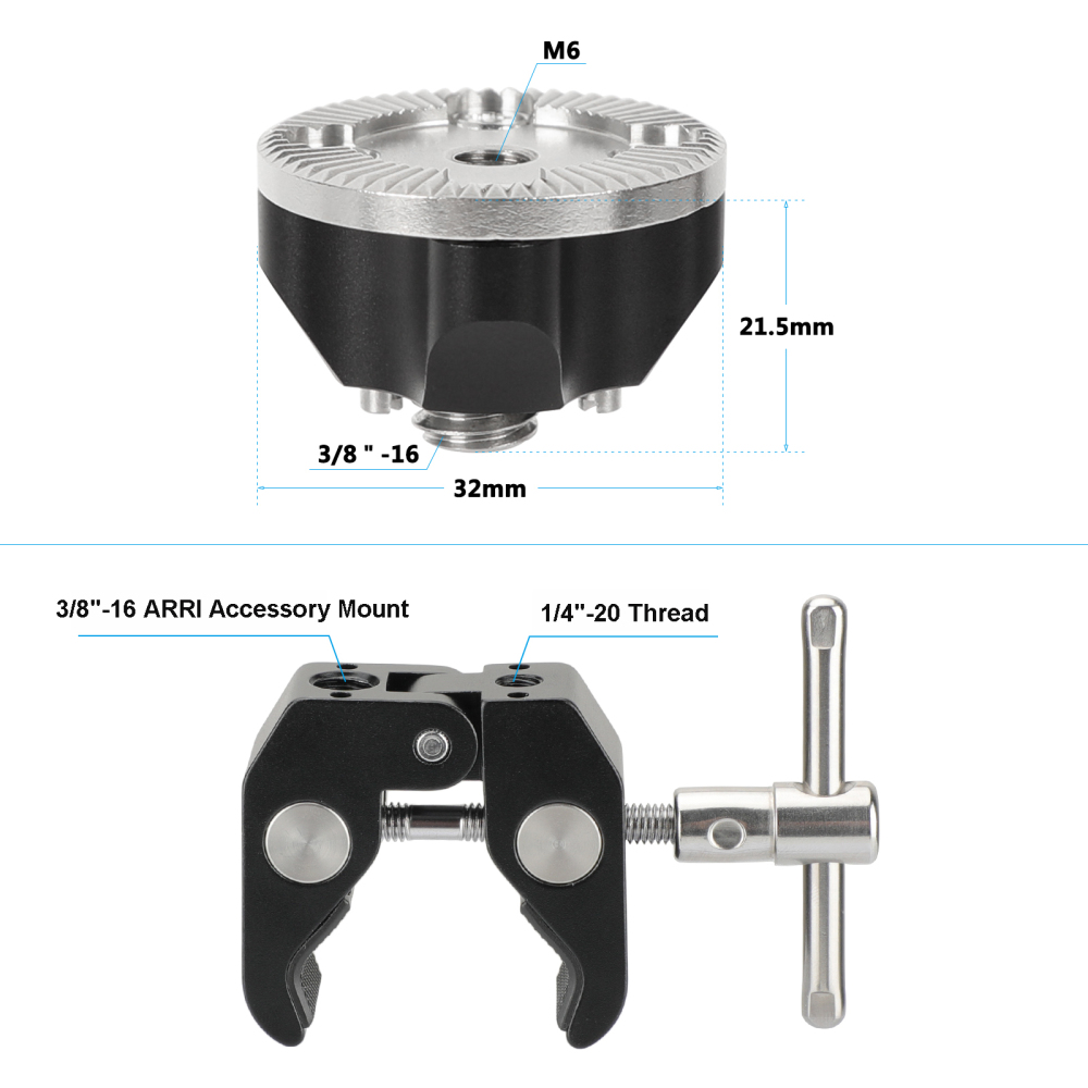 CAMVATE Multi-purpose Super Crab Clamp With ARRI Rosette Mount M6 Female Thread