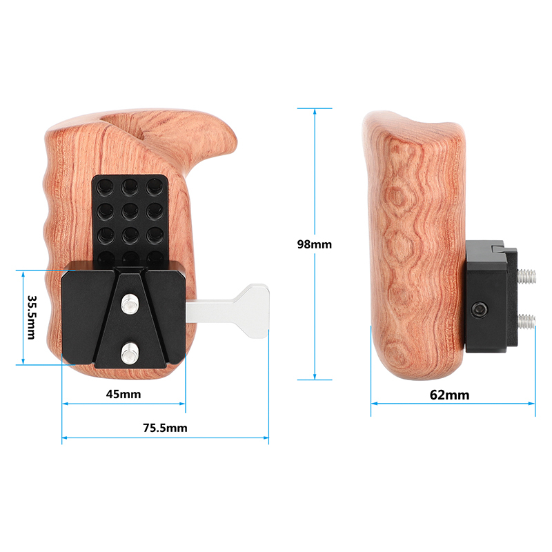 CAMVATE Wooden Handgrip with V-Lock Adapter (Right Hand)