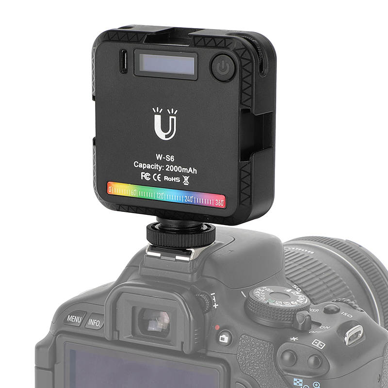 CAMVATE Magnetic RGB LED Video Fill Light with Shoe Mount Adapter