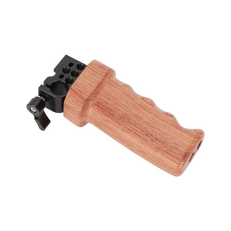 CAMVATE Wooden Handgrip with 15mm Rod Adapter and Shoe Mount