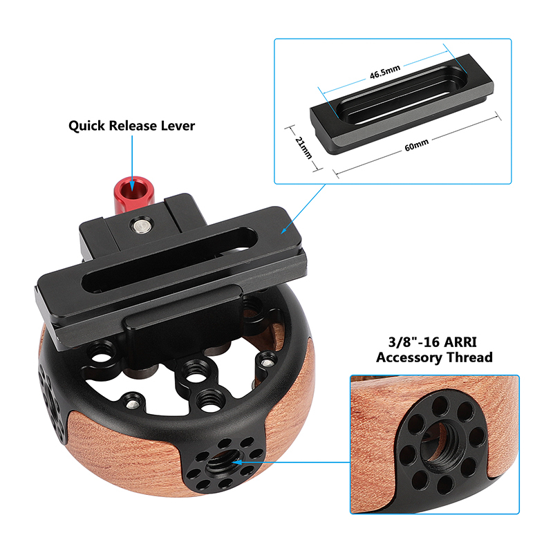 CAMVATE Wooden Handgrip with NATO Clamp and 2.36" Rail (Round)