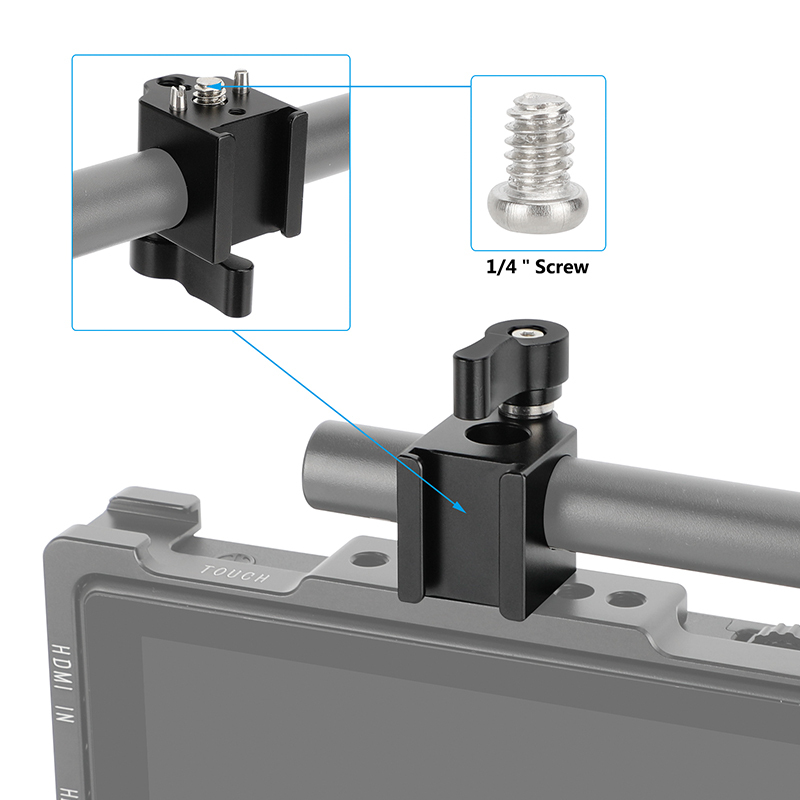 CAMVATE 1/4"-20 Male Anti-Twist to 15mm Single Rod Bracket