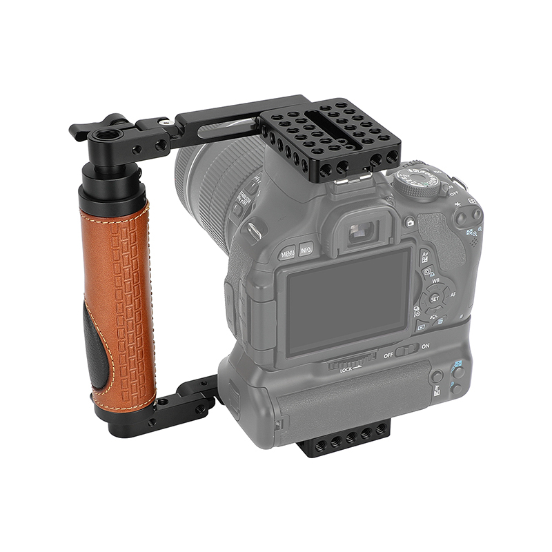 CAMVATE Foldable Camera Cage with Leather Side Handgrip for Large DSLRs & Mirrorless Cameras