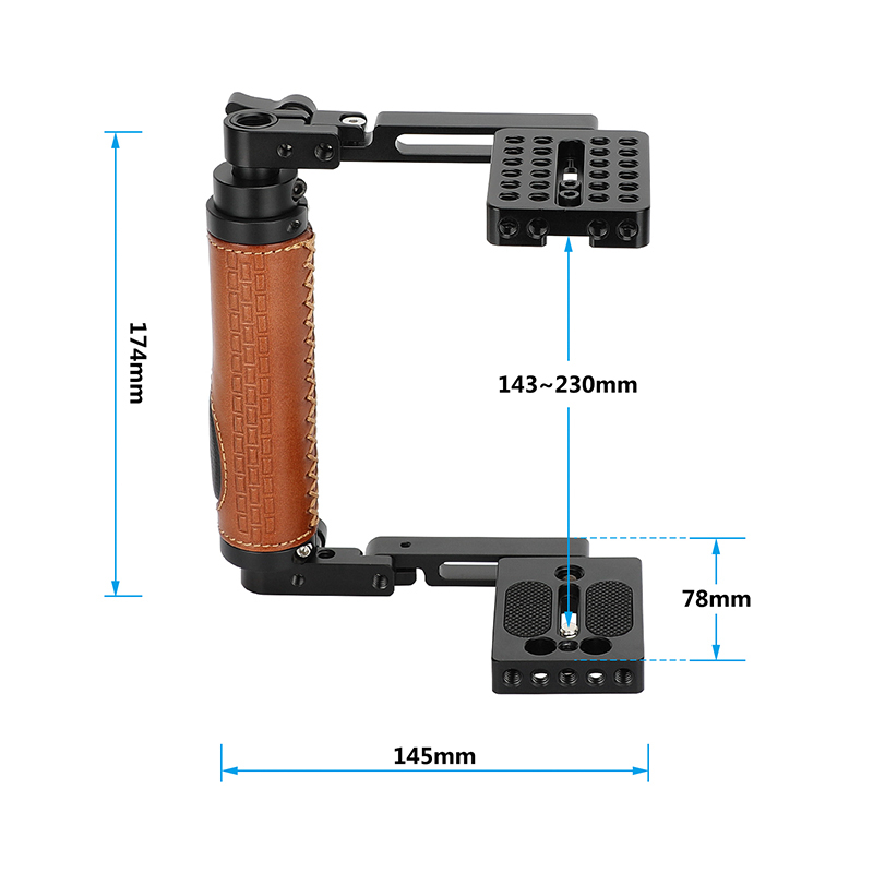 CAMVATE Foldable Camera Cage with Leather Side Handgrip for Large DSLRs & Mirrorless Cameras