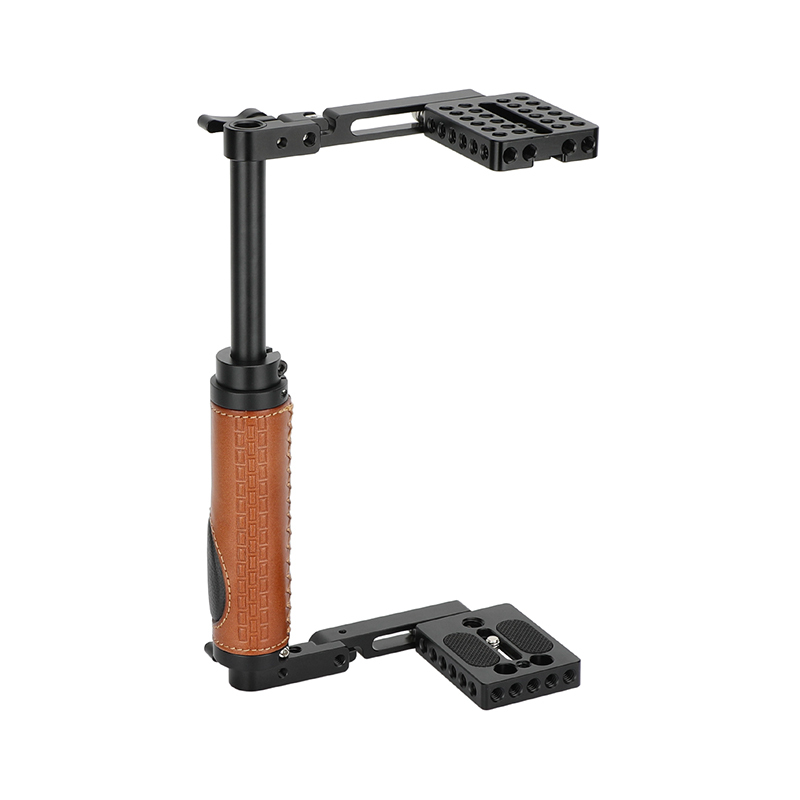 CAMVATE Foldable Camera Cage with Leather Side Handgrip for Large DSLRs & Mirrorless Cameras
