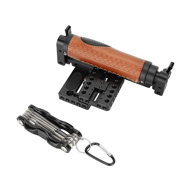 CAMVATE Foldable Camera Cage with Leather Side Handgrip for Large DSLRs & Mirrorless Cameras