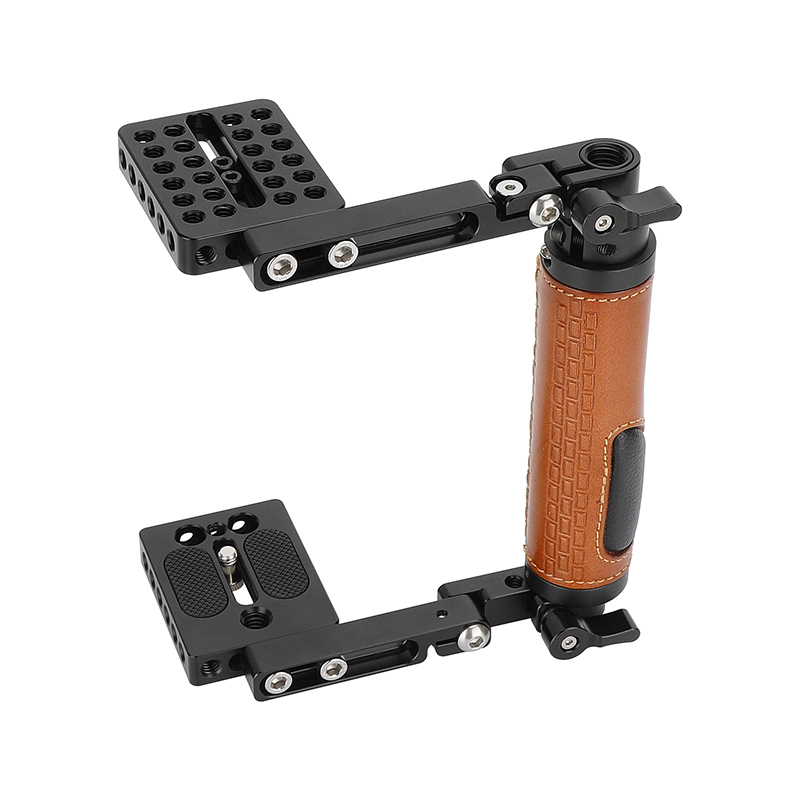 CAMVATE Foldable Camera Cage with Leather Side Handgrip for Large DSLRs & Mirrorless Cameras