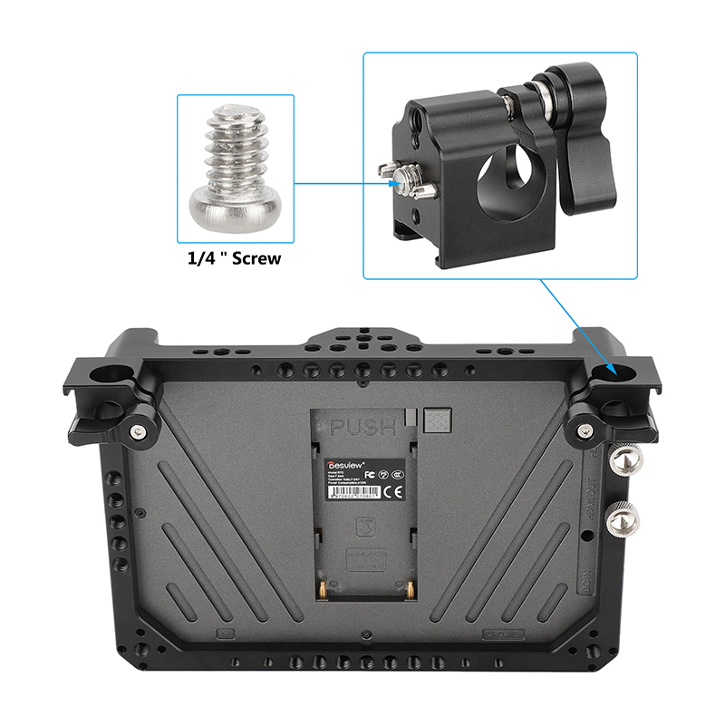 CAMVATE Full Monitor Cage with Dual Rubber Handgrip for Desview R7II 7" Touch Screen