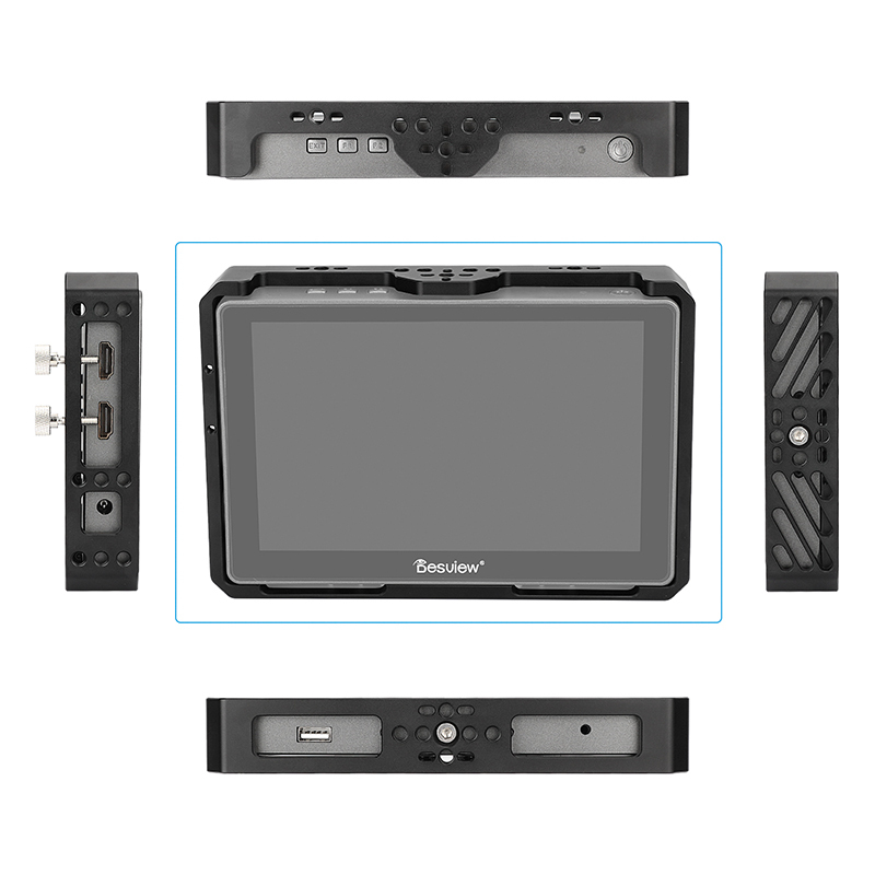 CAMVATE Full Monitor Cage with Dual Rubber Handgrip for Desview R7II 7" Touch Screen