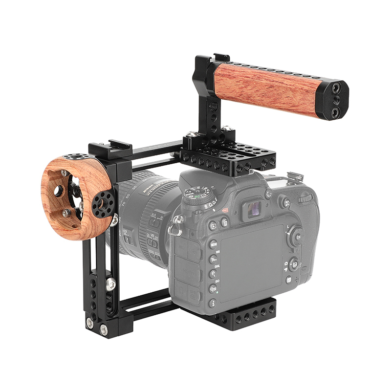 CAMVATE Dual-Use Adjustable Cage Kit with Top and Side Wooden Handle
