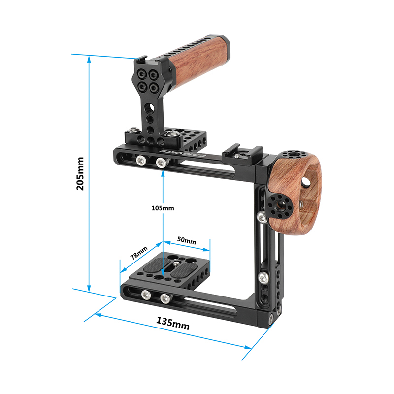 CAMVATE Dual-Use Adjustable Cage Kit with Top and Side Wooden Handle