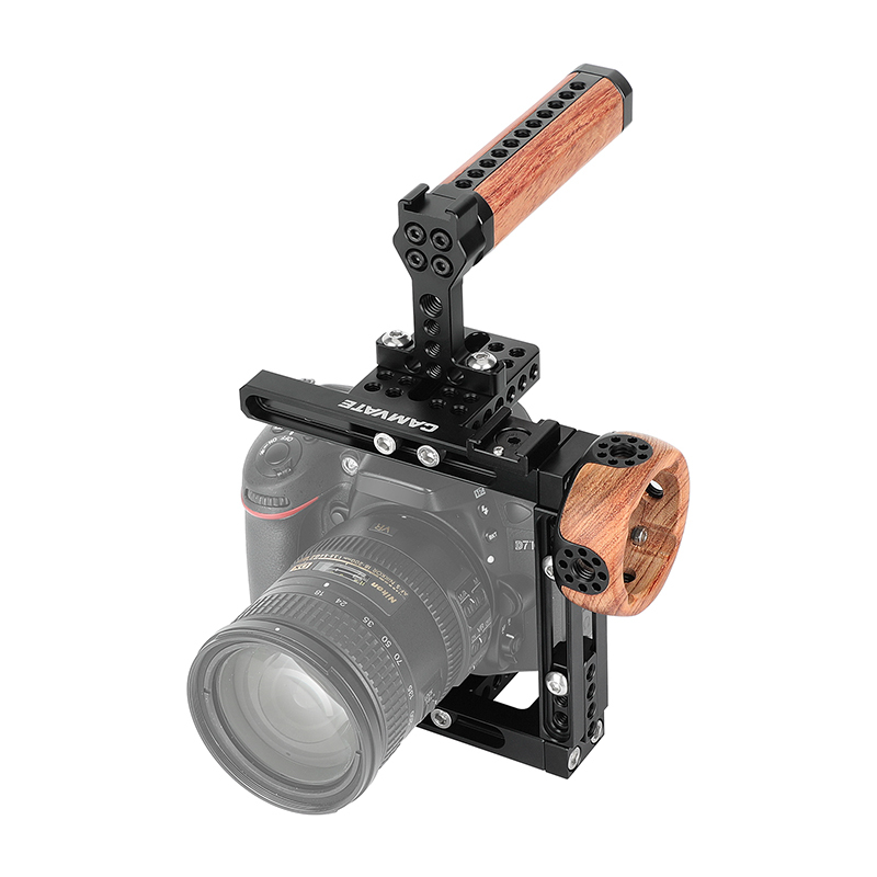 CAMVATE Dual-Use Adjustable Cage Kit with Top and Side Wooden Handle