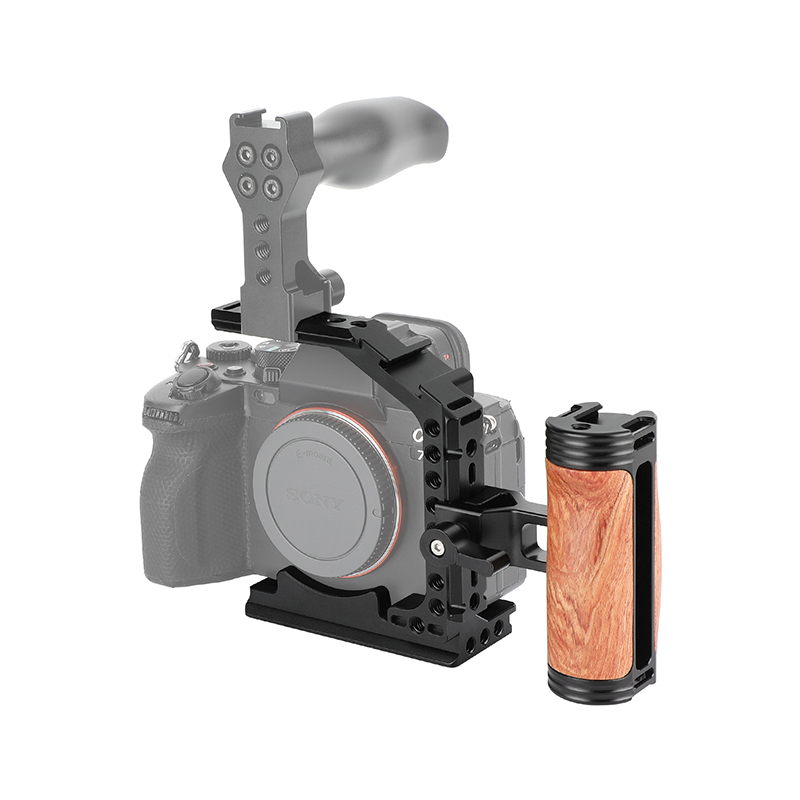 CAMVATE Half Camera Cage with QR Wooden Handgrip for Sony Alpha 7IV A7M4