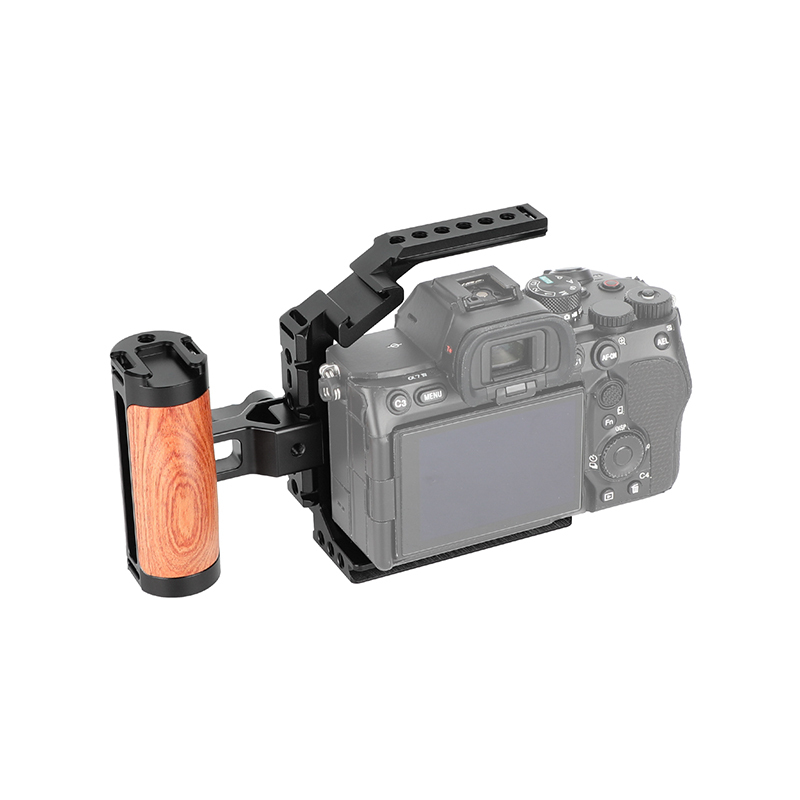 CAMVATE Half Camera Cage with QR Wooden Handgrip for Sony Alpha 7IV A7M4
