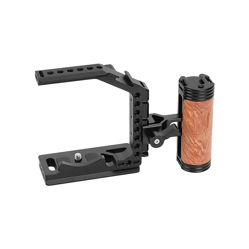 CAMVATE Half Camera Cage with QR Wooden Handgrip for Sony Alpha 7IV A7M4