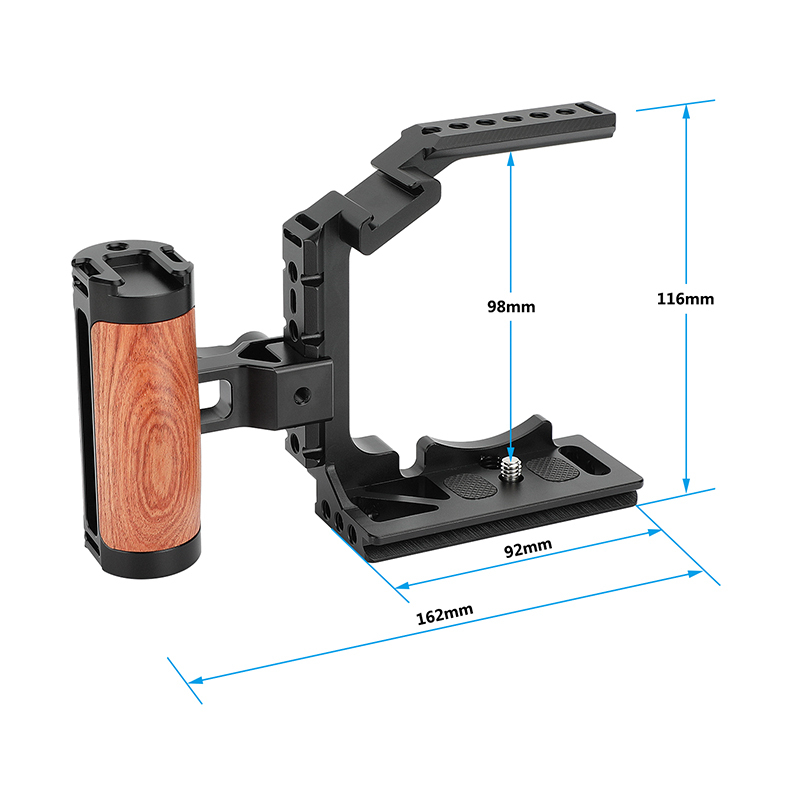 CAMVATE Half Camera Cage with QR Wooden Handgrip for Sony Alpha 7IV A7M4