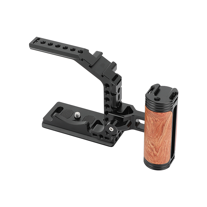 CAMVATE Half Camera Cage with QR Wooden Handgrip for Sony Alpha 7IV A7M4