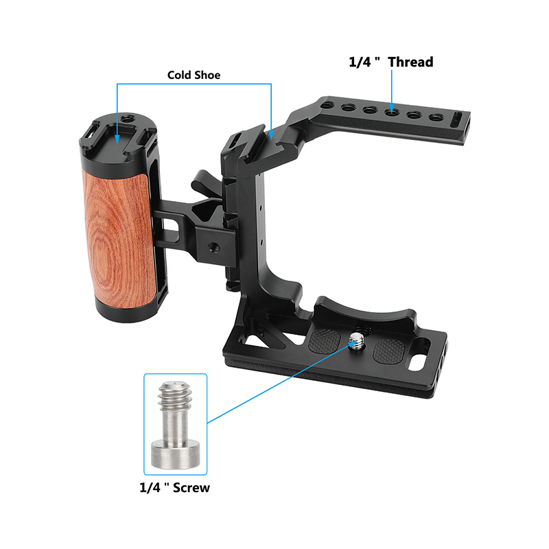 CAMVATE Half Camera Cage with QR Wooden Handgrip for Sony Alpha 7IV A7M4