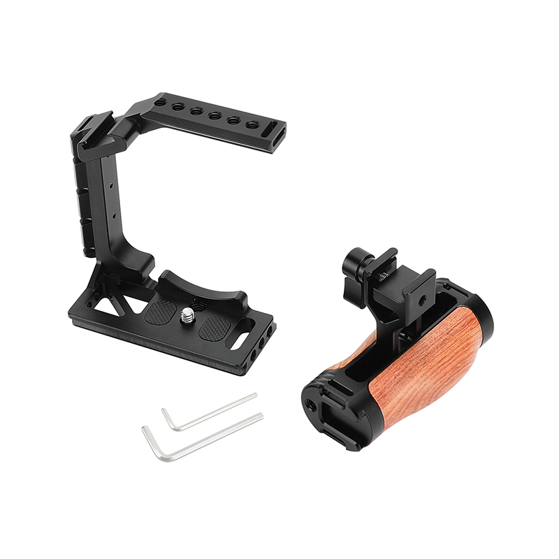 CAMVATE Half Camera Cage with QR Wooden Handgrip for Sony Alpha 7IV A7M4
