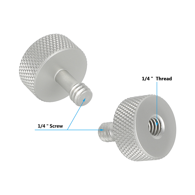 CAMVATE 1/4"-20 Thumb Screw Button Head Cap Screw Brass Nickel Construction (2 Pieces)