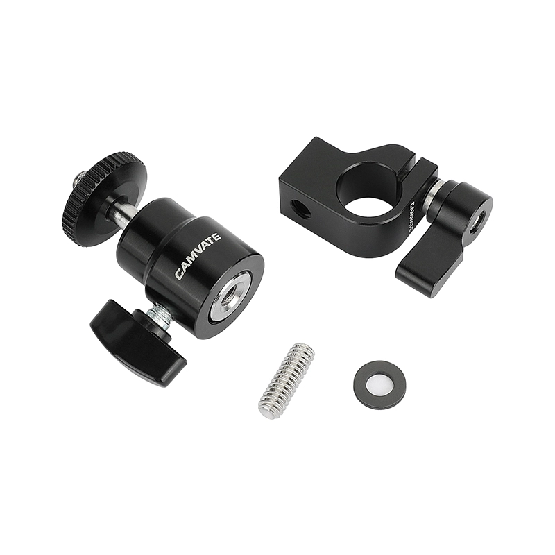 CAMVATE 15mm Rod Clamp with Mini Ball Head (Black Lever)