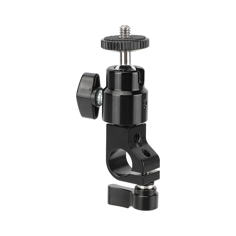 CAMVATE 15mm Rod Clamp with Mini Ball Head (Black Lever)
