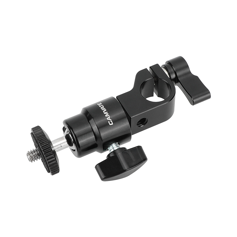 CAMVATE 15mm Rod Clamp with Mini Ball Head (Black Lever)