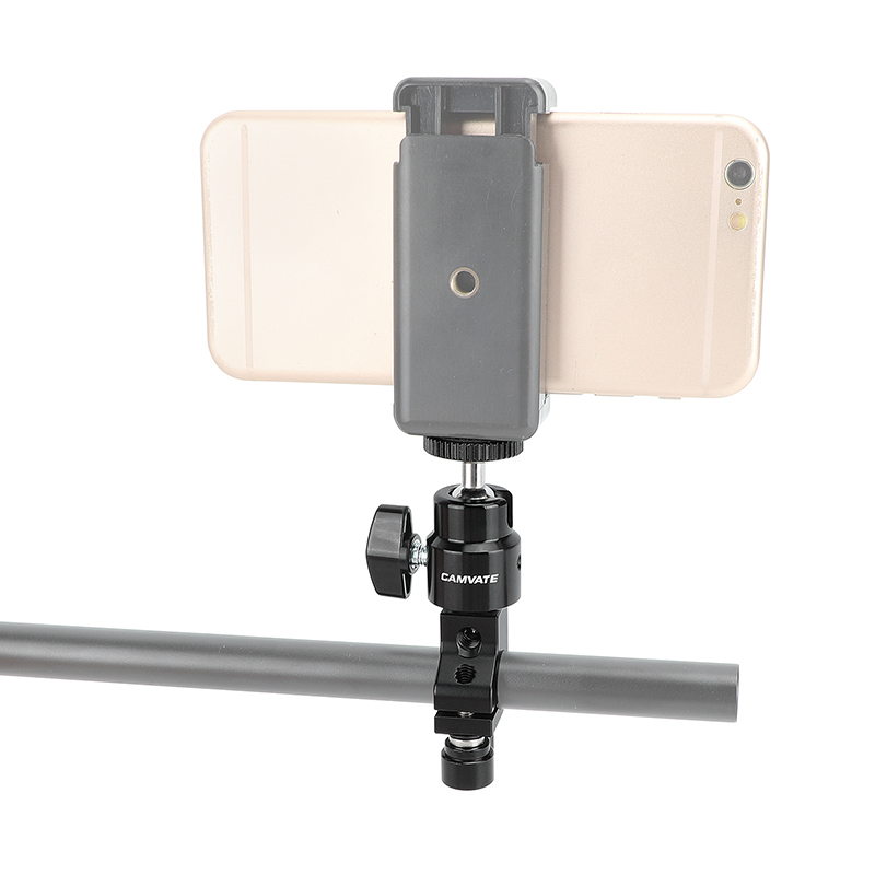 CAMVATE 15mm Rod Clamp with Mini Ball Head (Black Lever)