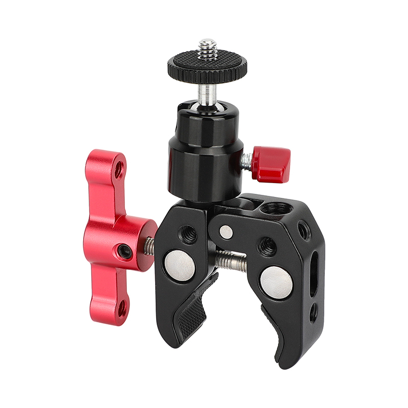 CAMVATE Super Clamp with 1/4" Screw Ball Head Mount (Red T-handle)