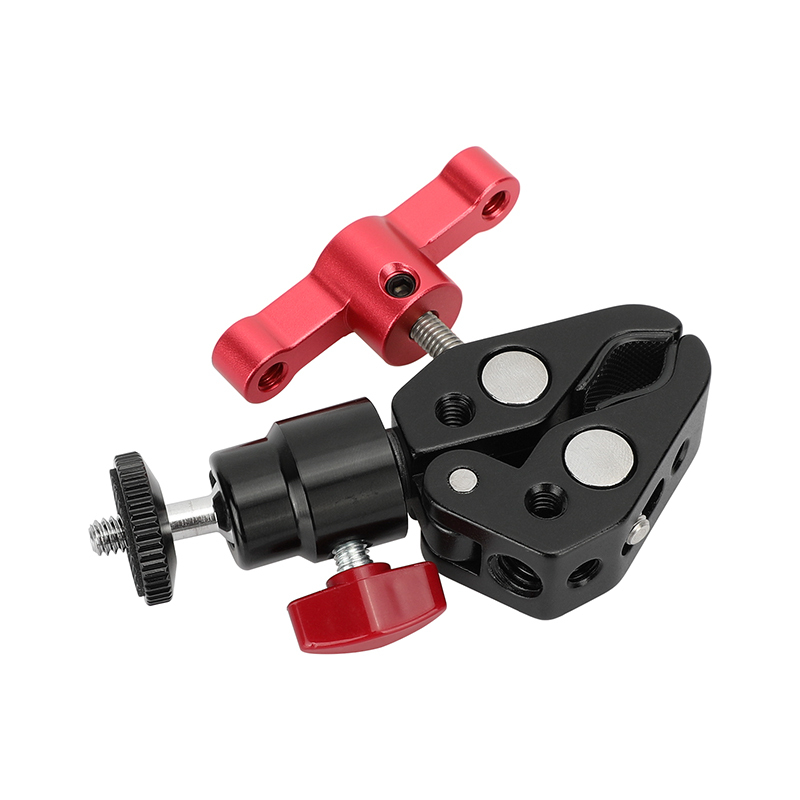 CAMVATE Super Clamp with 1/4" Screw Ball Head Mount (Red T-handle)
