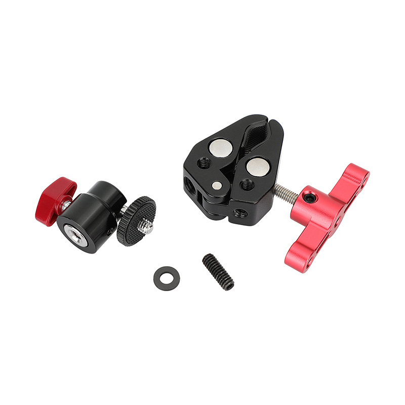 CAMVATE Super Clamp with 1/4" Screw Ball Head Mount (Red T-handle)