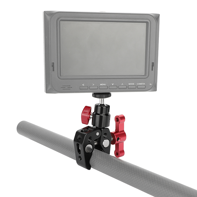 CAMVATE Super Clamp with 1/4" Screw Ball Head Mount (Red T-handle)