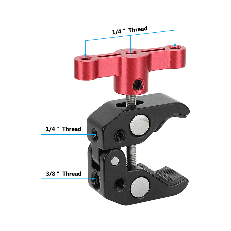 CAMVATE 1/4"&3/8" Thread Super Clamp Crab Pliers Clip (Red T-handle)