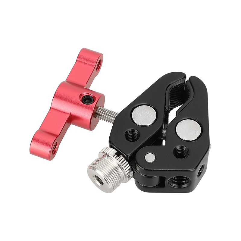 CAMVATE Super Clamp Crab Pliers Clip with 1/4" to 5/8" Convertion Screw (Red T-handle)