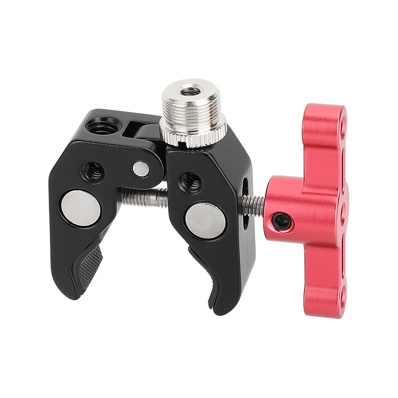 CAMVATE Super Clamp Crab Pliers Clip with 1/4" to 5/8" Convertion Screw (Red T-handle)