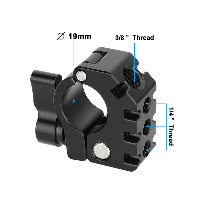 CAMVATE 19mm Rod Clamp with Anti-Twist Mount (Black Locking Lever)