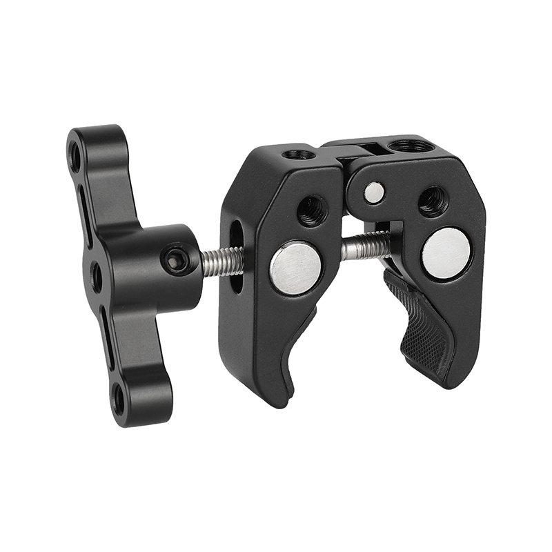 CAMVATE 1/4"&3/8" Thread Super Clamp Crab Pliers Clip (Black T-handle)