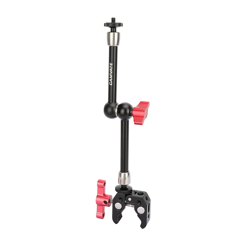 CAMVATE Universal 10" Articulating Magic Arm + Versatile Super Crab Clamp (Red Lock Knobs)