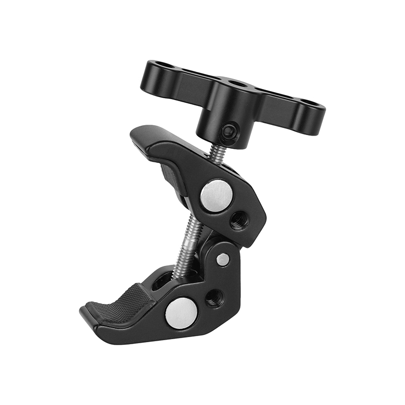 CAMVATE 1/4"&3/8" Thread Super Clamp Crab Pliers Clip (Black T-handle)