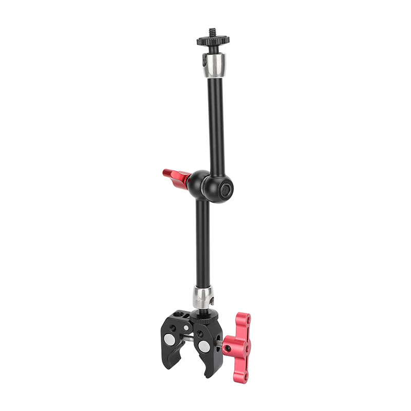 CAMVATE Universal 10" Articulating Magic Arm + Versatile Super Crab Clamp (Red Lock Knobs)