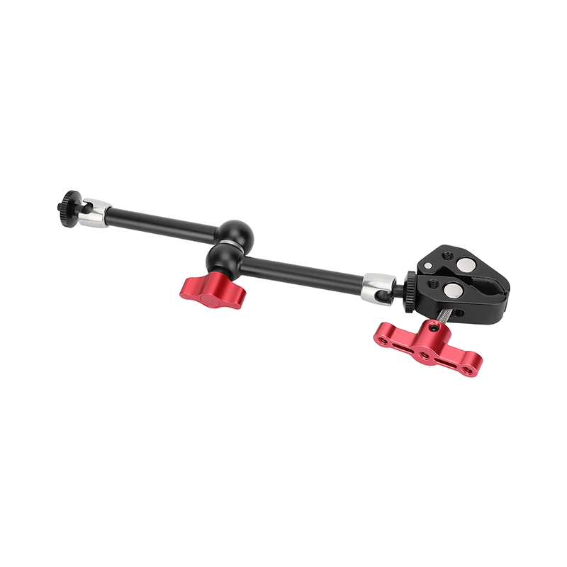 CAMVATE Universal 10" Articulating Magic Arm + Versatile Super Crab Clamp (Red Lock Knobs)
