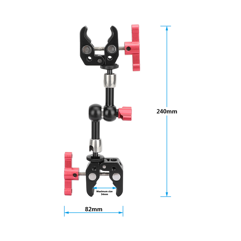 CAMVATE Articulating Magic Arm with 2 Crab Clamps (Red T-handle)