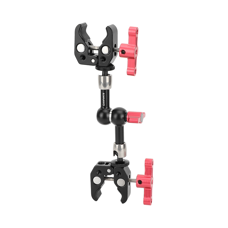 CAMVATE Articulating Magic Arm with 2 Crab Clamps (Red T-handle)