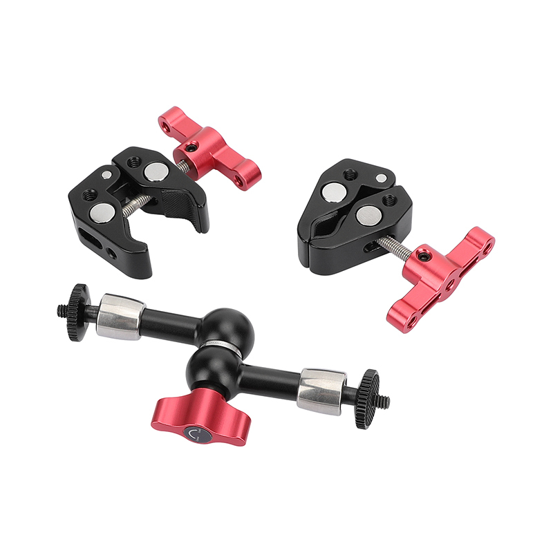 CAMVATE Articulating Magic Arm with 2 Crab Clamps (Red T-handle)